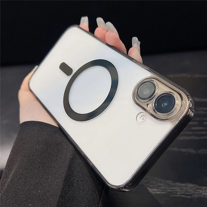 For iPhone 17 Magnetic Case Acryic + TPU Phone Cover with PET Lens Protector - Black - 4