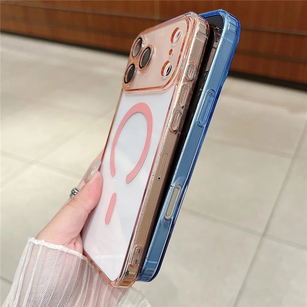 For iPhone 17 Pro Max Magnetic Case Acryic + TPU Phone Cover with PET Lens Protector - Pink - 4