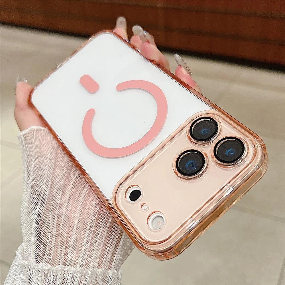 For iPhone 17 Pro Magnetic Case Acryic + TPU Phone Cover with PET Lens Protector - Pink - 2