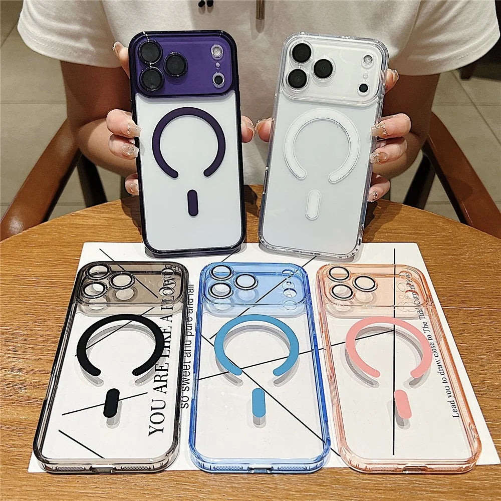 For iPhone 17 Pro Magnetic Case Acryic + TPU Phone Cover with PET Lens Protector - Pink - 7