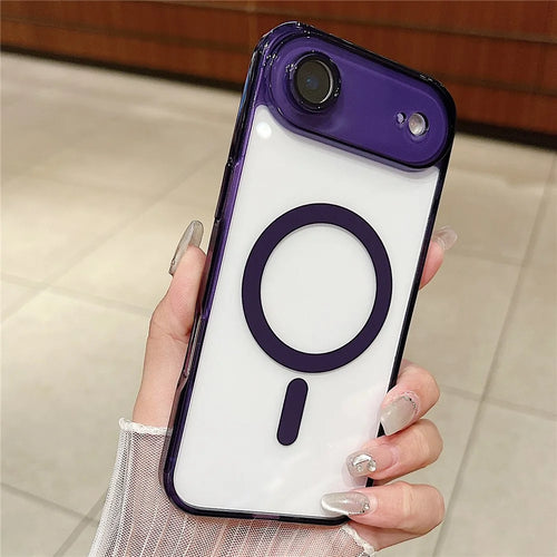 For iPhone Air Magnetic Case Acryic + TPU Phone Cover with PET Lens Protector - Dark Purple - 1