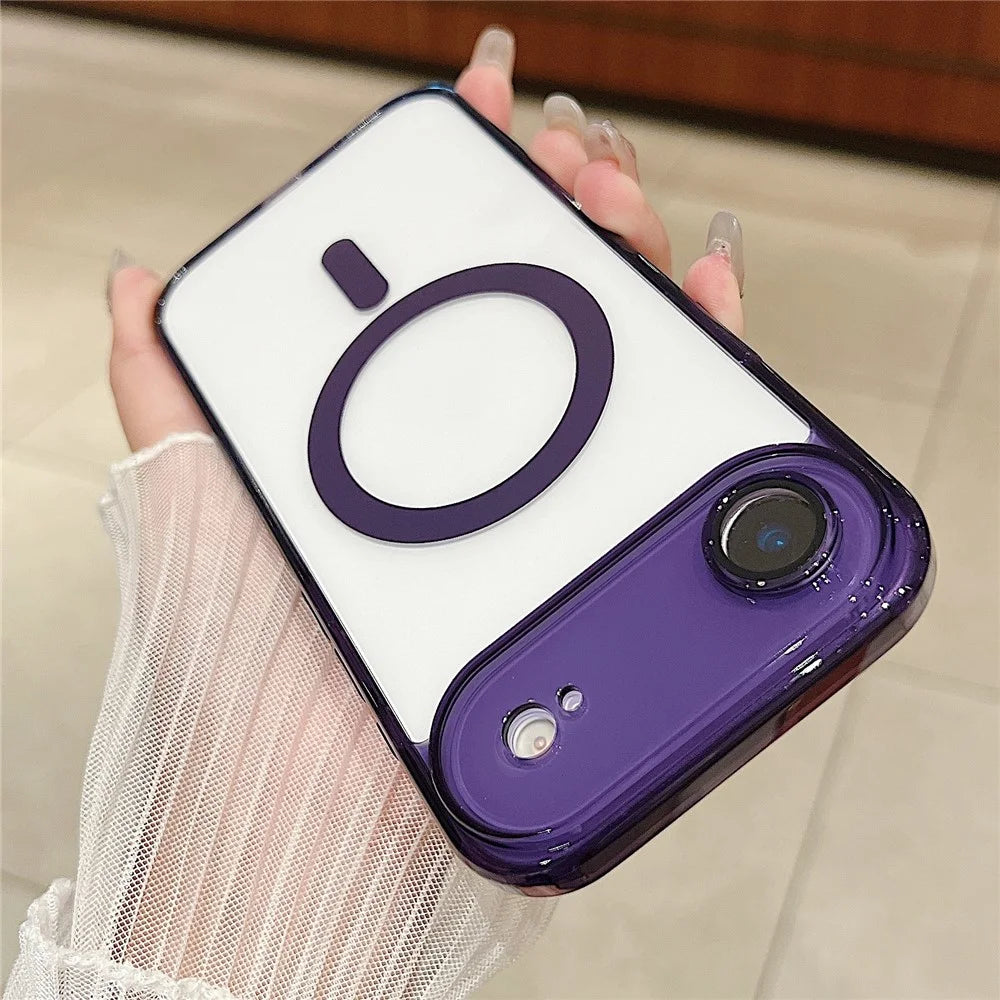 For iPhone Air Magnetic Case Acryic + TPU Phone Cover with PET Lens Protector - Dark Purple - 2