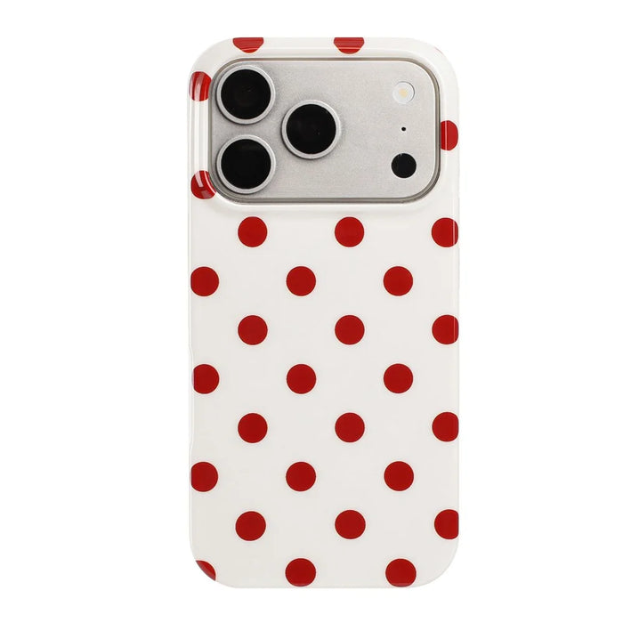 For iPhone 18 Pro Max / 17 Pro Max Case Retro Polka Dot IMD TPU Full Coverage Phone Protective Cover - White - 2