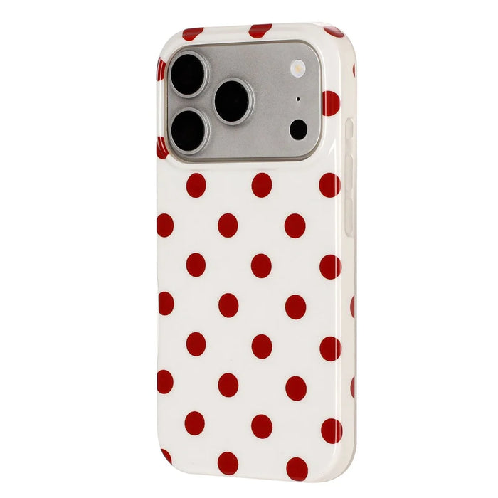 For iPhone 18 Pro Max / 17 Pro Max Case Retro Polka Dot IMD TPU Full Coverage Phone Protective Cover - White - 3