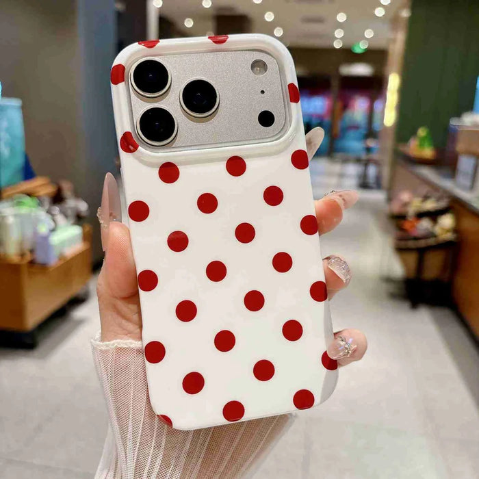 For iPhone 18 Pro Max / 17 Pro Max Case Retro Polka Dot IMD TPU Full Coverage Phone Protective Cover - White - 5