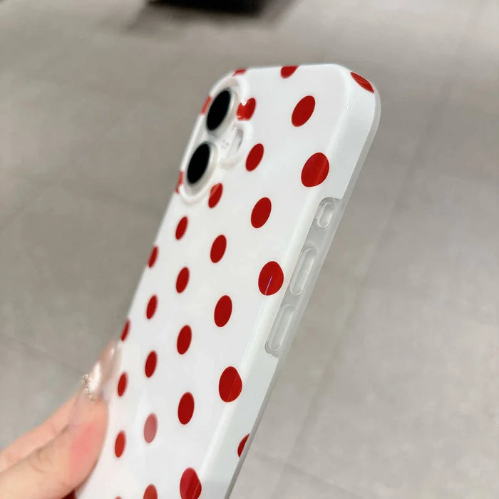 For iPhone 16 Plus Case Retro Polka Dot IMD TPU Full Coverage Phone Protective Cover - White - 6