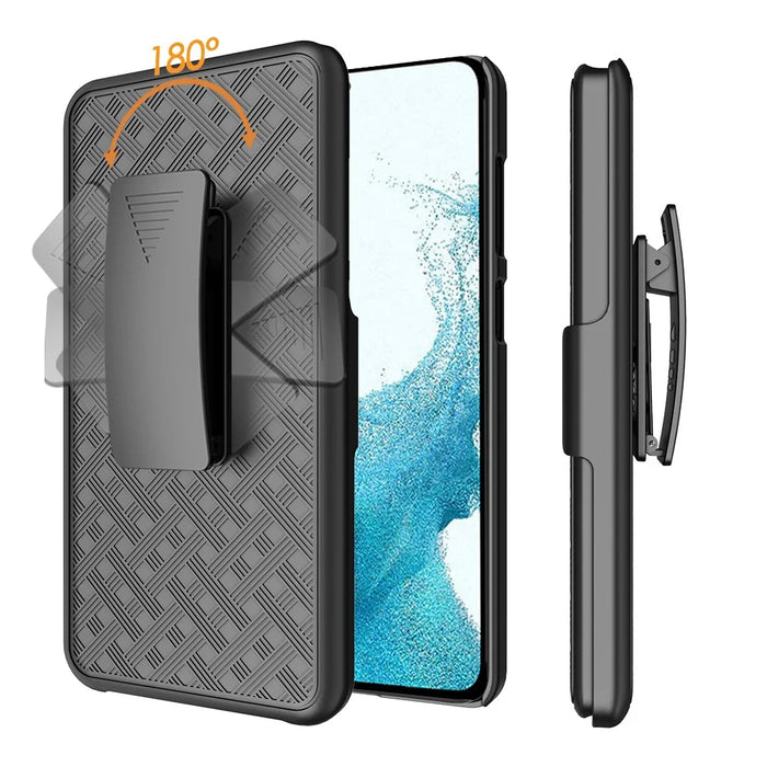 for Samsung Galaxy S23+ Bump Proof Woven Texture Clip Kickstand PC + TPU Case Sliding Screen Cover Phone Protector - 2