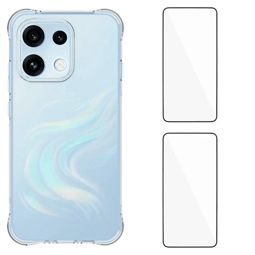 WANLONFENG for Oppo Reno16 FS 5G / Oppo Reno16 F 5G WL2 Series TPU Case 2.0mm Phone Cover with 2Pcs Tempered Glass Films - Transparent - 1