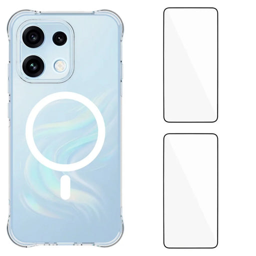 WANLONFENG for Oppo Reno16 FS 5G / Oppo Reno16 F 5G WL1 Series 2.0mm Magnetic Case Clear TPU Phone Back Cover with 2Pcs Screen Films - Transparent - 1