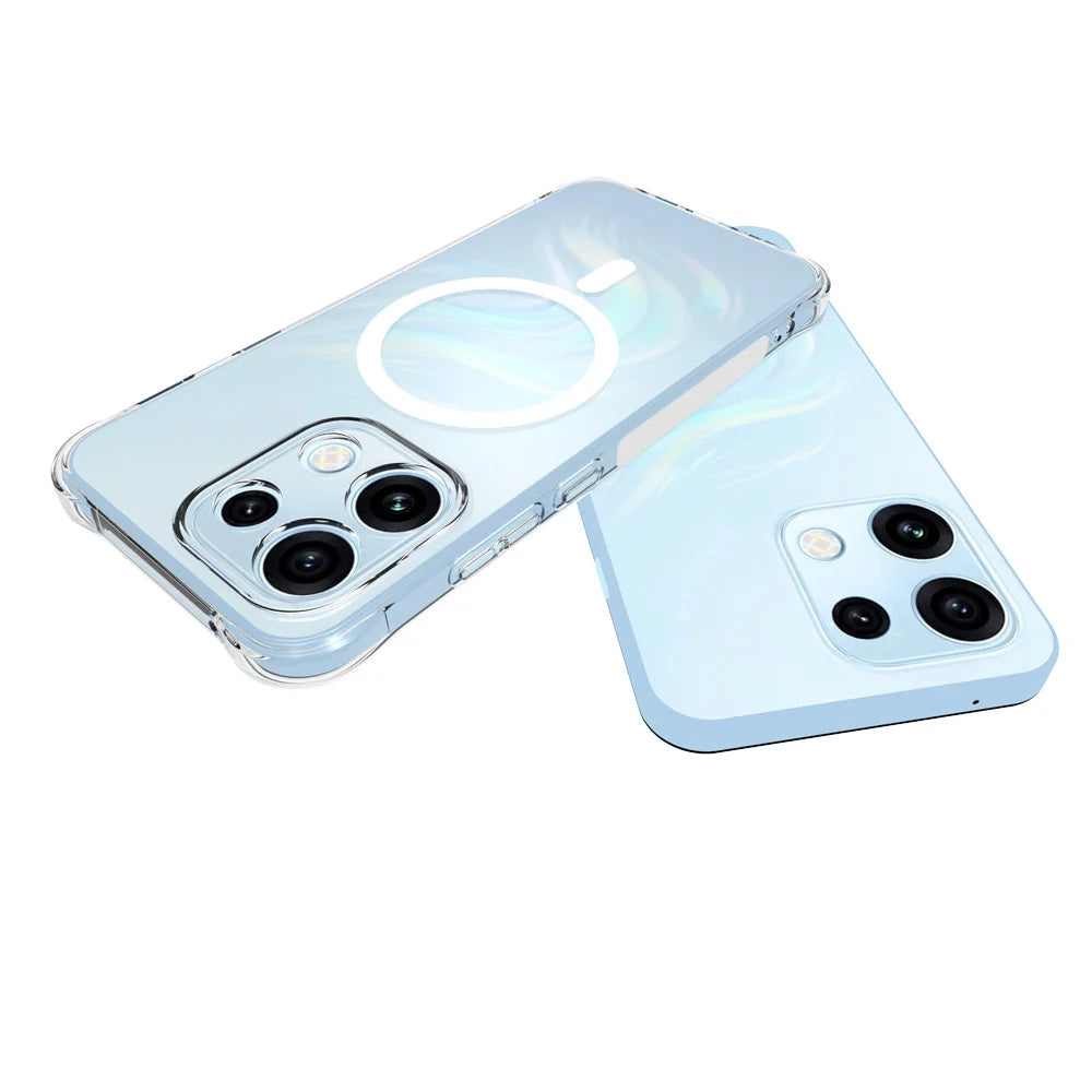 WANLONFENG for Oppo Reno16 FS 5G / Oppo Reno16 F 5G WL1 Series 2.0mm Magnetic Case Clear TPU Phone Back Cover with 2Pcs Screen Films - Transparent - 5