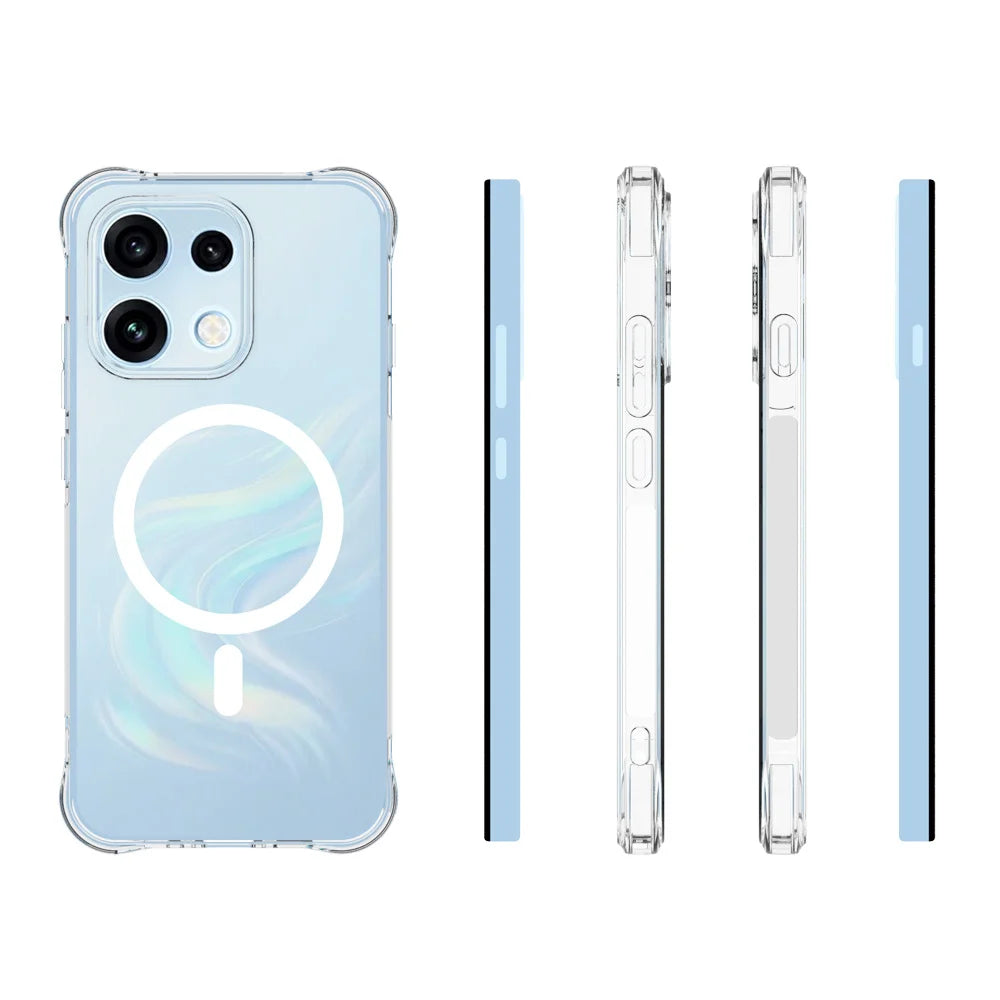 WANLONFENG for Oppo Reno16 FS 5G / Oppo Reno16 F 5G WL1 Series 2.0mm Magnetic Case Clear TPU Phone Back Cover with 2Pcs Screen Films - Transparent - 6