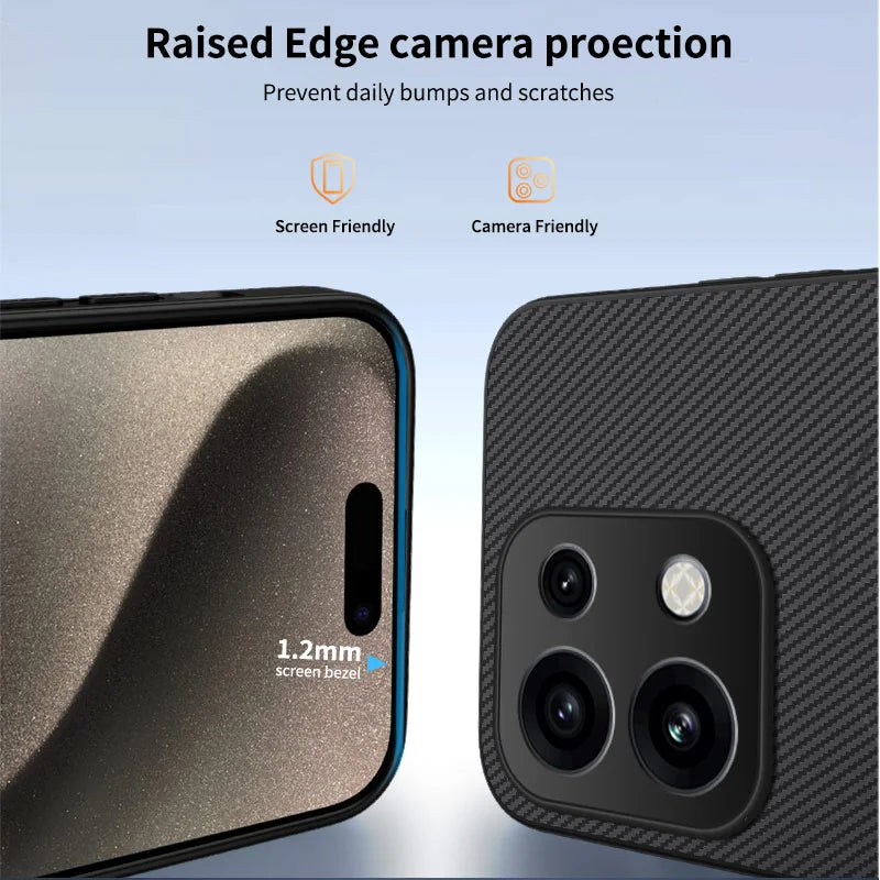 WANLONFENG for Oppo Reno16 5G (China) / Oppo Reno16 Pro 5G (Global) TQ1 Series Magnetic Case Carbon Fiber Texture PC TPU Phone Cover with 2Pcs Screen Films - Black - 3