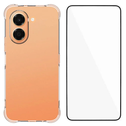 WANLONFENG for Honor X7e 4G WL Series Case 2.0mm TPU Phone Cover with Tempered Glass Film - Transparent - 1