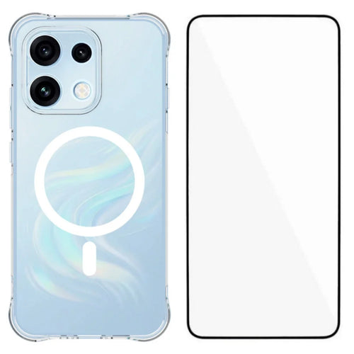 WANLONFENG for Oppo Reno16 FS 5G / Oppo Reno16 F 5G WL2 Series 2.0mm Magnetic Case Clear TPU Phone Back Cover with Screen Film - Transparent - 1