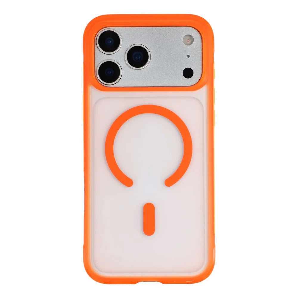 For iPhone 18 Pro Max / 17 Pro Max Magnetic Case PC + TPU Matte Translucent Phone Cover Compatible with MagSafe - Orange - 1