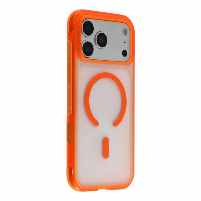 For iPhone 18 Pro / 17 Pro Magnetic Case PC + TPU Matte Translucent Phone Cover Compatible with MagSafe - Orange - 1