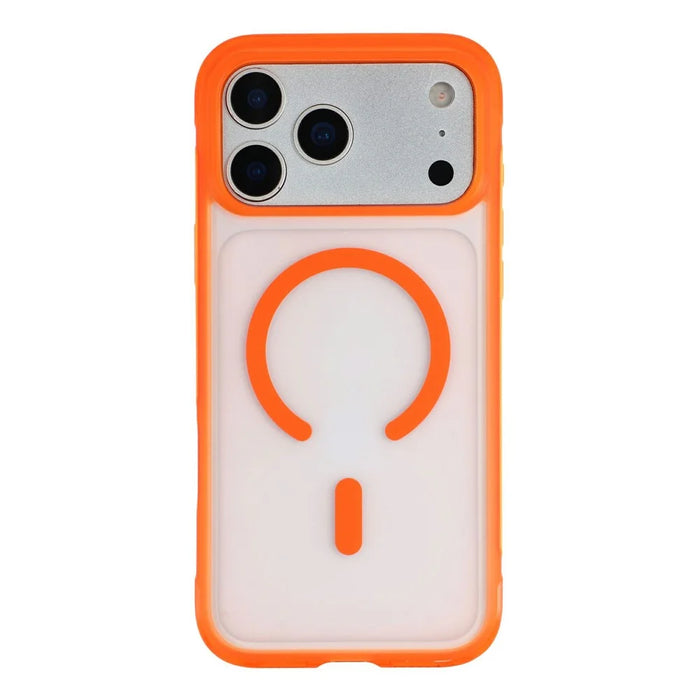 For iPhone 18 Pro / 17 Pro Magnetic Case PC + TPU Matte Translucent Phone Cover Compatible with MagSafe - Orange - 2