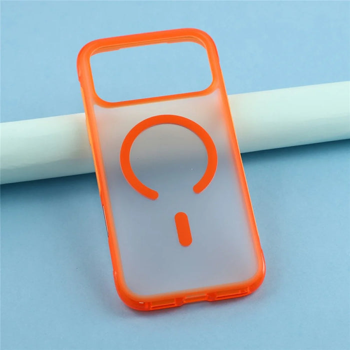 For iPhone 18 Pro / 17 Pro Magnetic Case PC + TPU Matte Translucent Phone Cover Compatible with MagSafe - Orange - 6