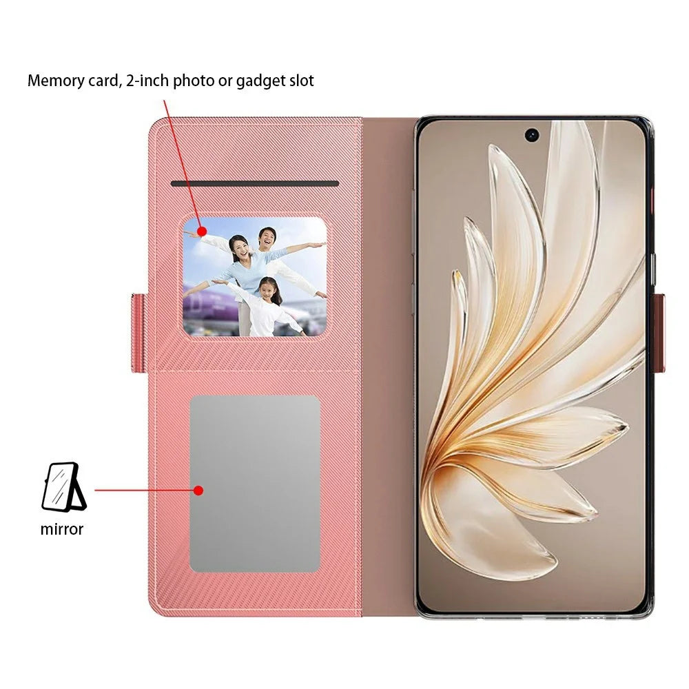 For vivo V70 Lite 5G Case PU+TPU Magnetic Flip Phone Cover with Stand - Rose Gold - 3