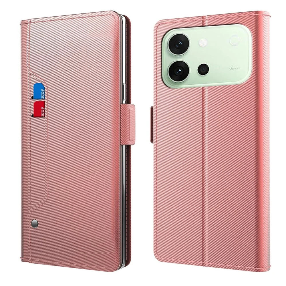 For vivo S60 5G Case PU+TPU Magnetic Flip Phone Cover with Stand - Rose Gold - 1