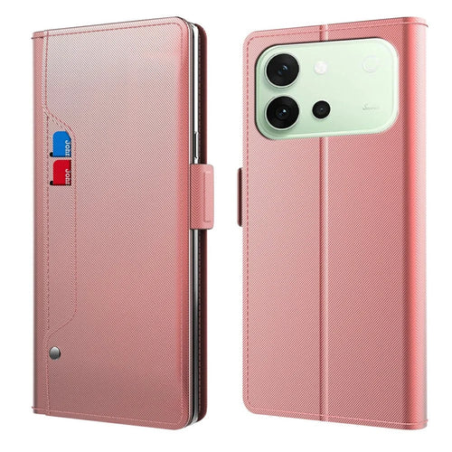 For vivo S60 5G Case PU+TPU Magnetic Flip Phone Cover with Stand - Rose Gold - 1