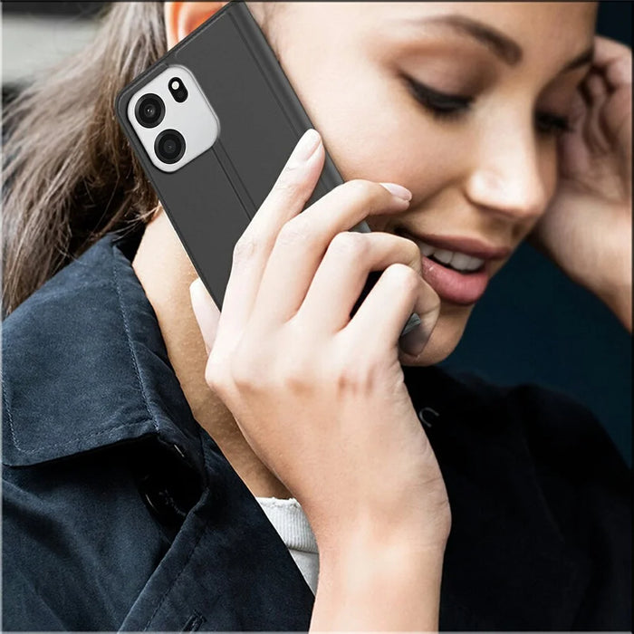 For OnePlus Nord CE6 5G Case PU Leather Phone Cover with Card Holder Stand - Black - 6