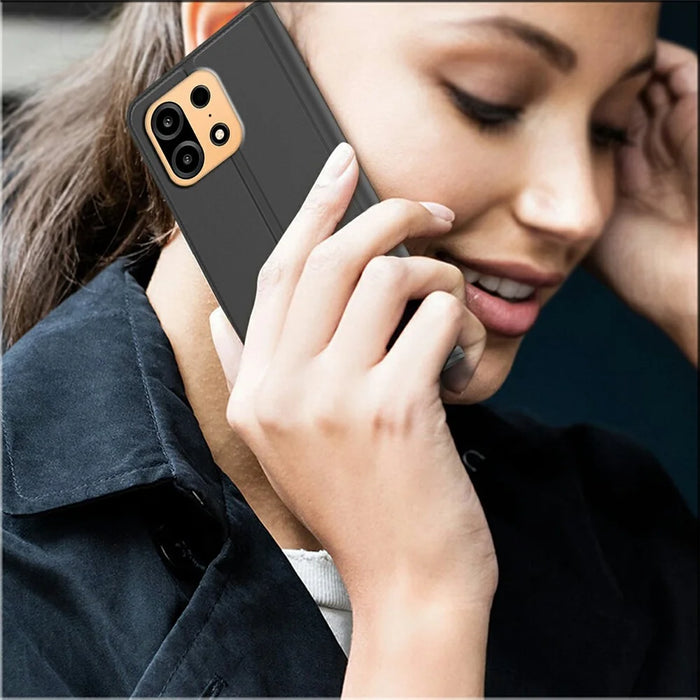 For OnePlus Turbo 6X Pro 5G Case PU Leather Phone Cover with Card Holder Stand - Black - 6