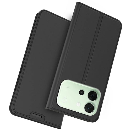 For vivo S60 5G Case PU Leather Phone Cover with Card Holder Stand - Black - 1