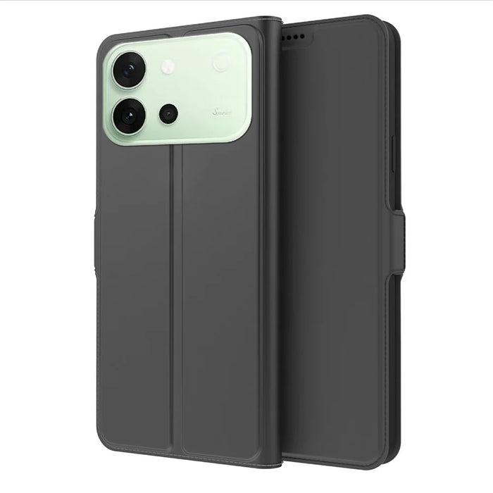 For vivo S60 5G Case Shockproof TPU Inner Shell Leather Phone Cover Card Slot - Black - 1