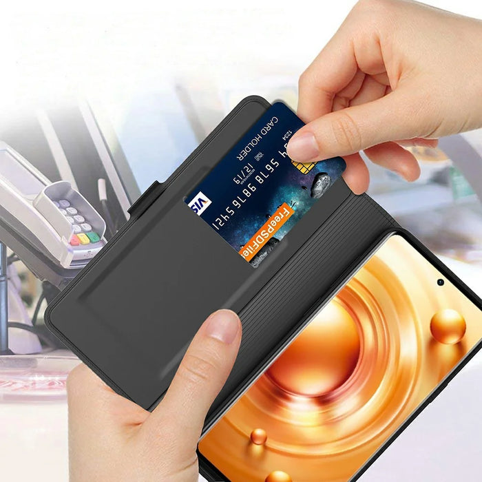 For vivo S60 5G Case Shockproof TPU Inner Shell Leather Phone Cover Card Slot - Black - 5