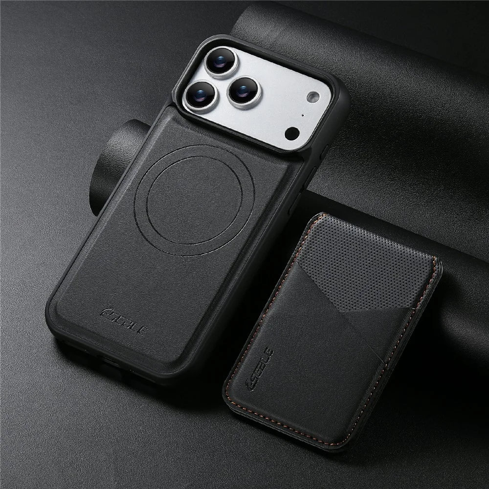 ESEBLE LE6 for iPhone 17 Pro Max Magnetic Case with Detachable RFID Blocking Card Holder PU Leather + TPU Phone Cover - Black - 5
