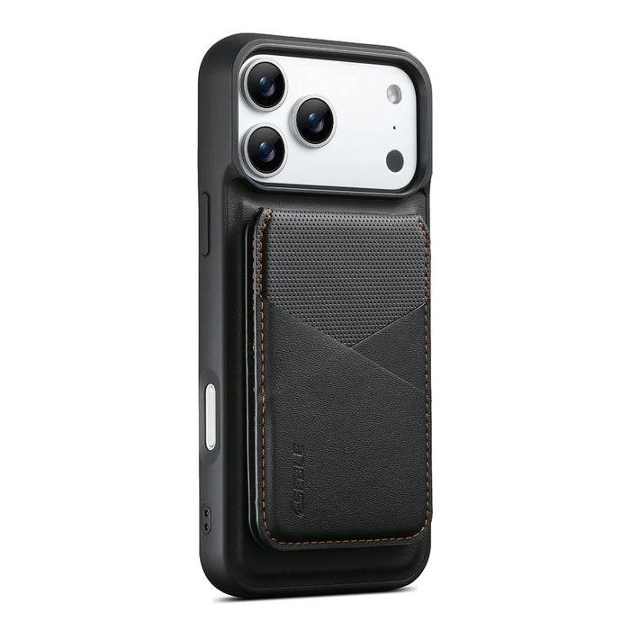 ESEBLE LE6 for iPhone 17 Pro Magnetic Case with Detachable RFID Blocking Card Holder PU Leather + TPU Phone Cover - Black - 1