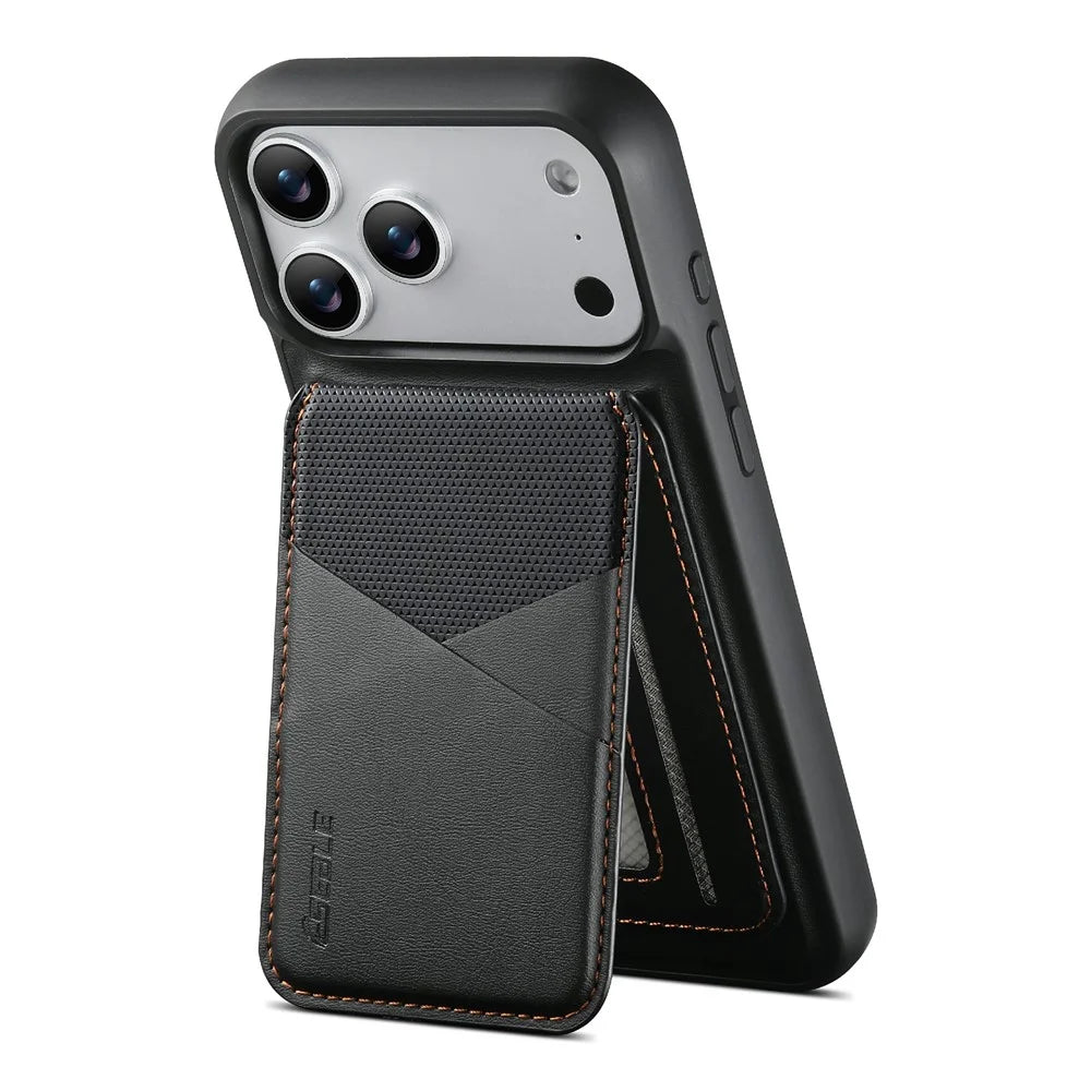 ESEBLE LE6 for iPhone 17 Pro Magnetic Case with Detachable RFID Blocking Card Holder PU Leather + TPU Phone Cover - Black - 3