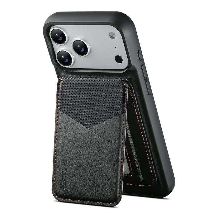 ESEBLE LE6 for iPhone 17 Pro Magnetic Case with Detachable RFID Blocking Card Holder PU Leather + TPU Phone Cover - Black - 3