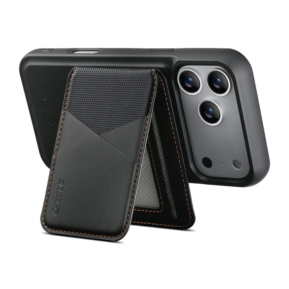 ESEBLE LE6 for iPhone 17 Pro Magnetic Case with Detachable RFID Blocking Card Holder PU Leather + TPU Phone Cover - Black - 4