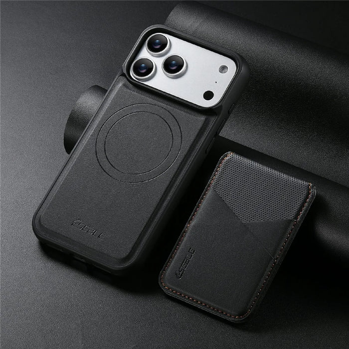 ESEBLE LE6 for iPhone 17 Pro Magnetic Case with Detachable RFID Blocking Card Holder PU Leather + TPU Phone Cover - Black - 5