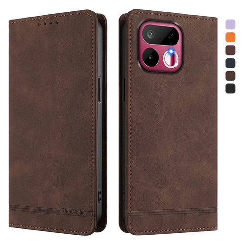 For Realme 16T 5G Case RINACASIS RC23 RFID Blocking Wallet Stand PU Leather Phone Cover - Brown - 1