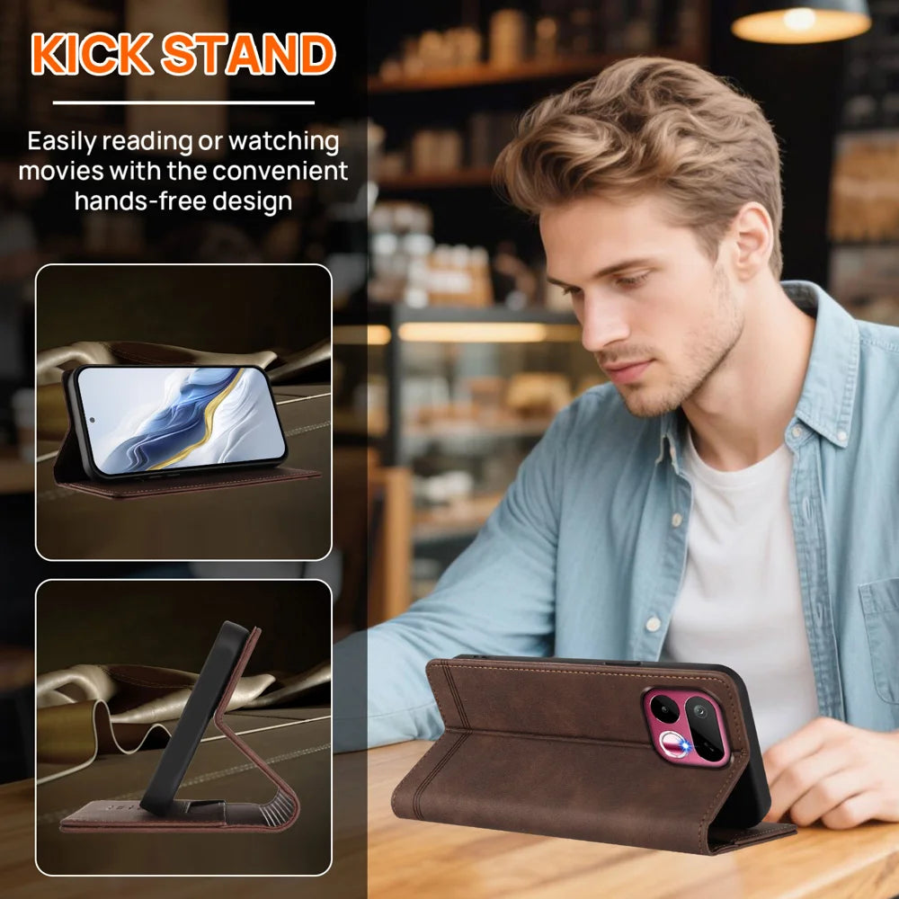 For Realme 16T 5G Case RINACASIS RC23 RFID Blocking Wallet Stand PU Leather Phone Cover - Brown - 2