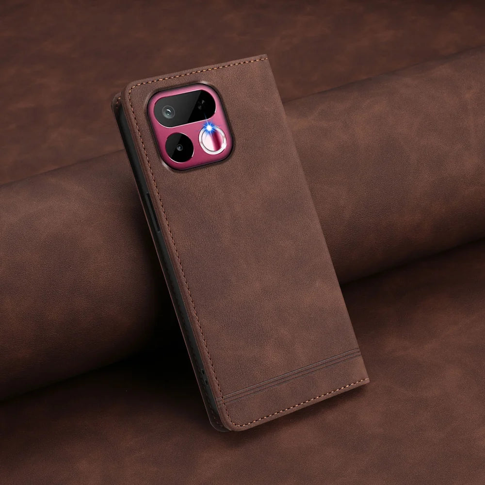 For Realme 16T 5G Case RINACASIS RC23 RFID Blocking Wallet Stand PU Leather Phone Cover - Brown - 3