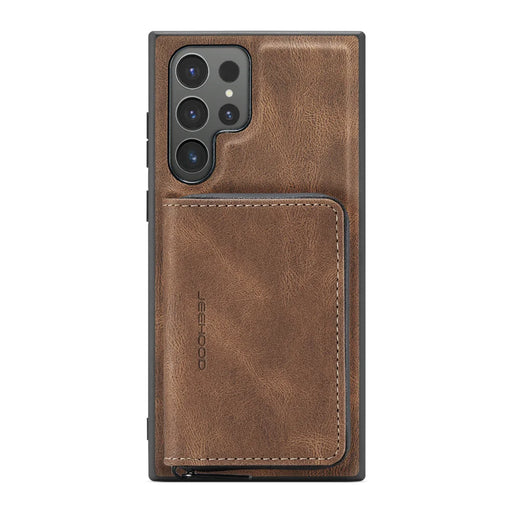 JEEHOOD J02 For Samsung Galaxy S24 Ultra Case Detachable 2-in-1 Leather Coated TPU Phone Cover with Kickstand Zipper Wallet - Brown - 2