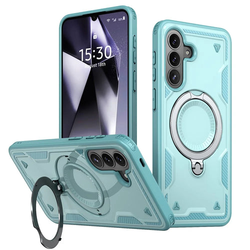 For Samsung Galaxy A57 5G Magnetic Case Military Protection PC + TPU Kickstand Phone Cover - Baby Blue - 1