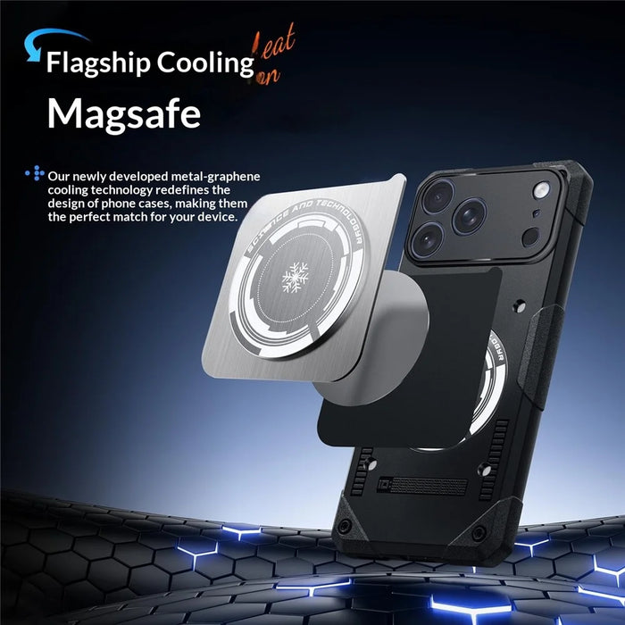 For iPhone 17 Pro Case Graphene Cooling TPU + PC Armor Shockproof Phone Cover - Black - 4