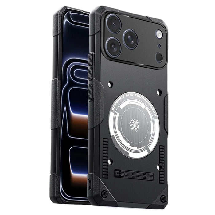 For iPhone 17 Pro Max Case Graphene Cooling TPU + PC Armor Shockproof Phone Cover - Black - 1