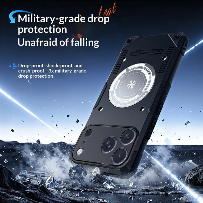 For iPhone 17 Pro Max Case Graphene Cooling TPU + PC Armor Shockproof Phone Cover - Black - 7