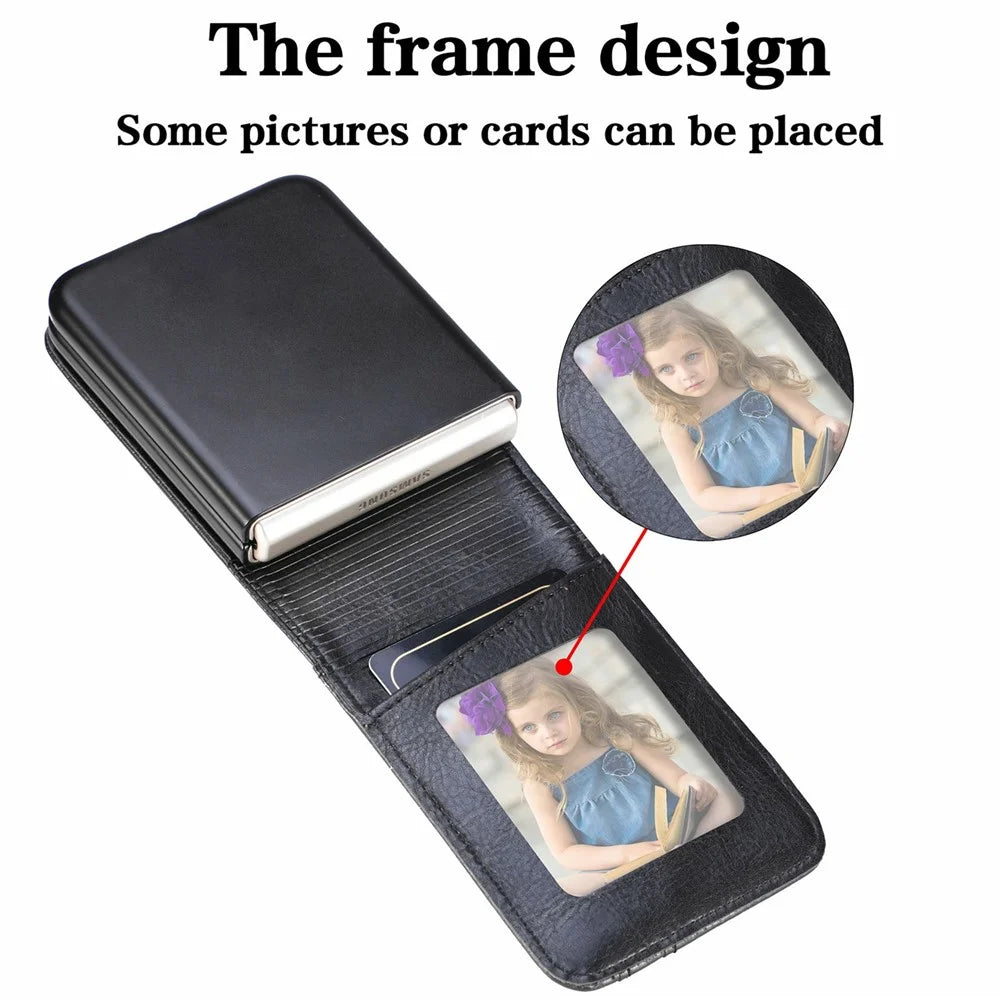 For Samsung Galaxy Z Flip7 5G Case Multi-Card Slot Leather Protective Phone Back Cover - Black - 7