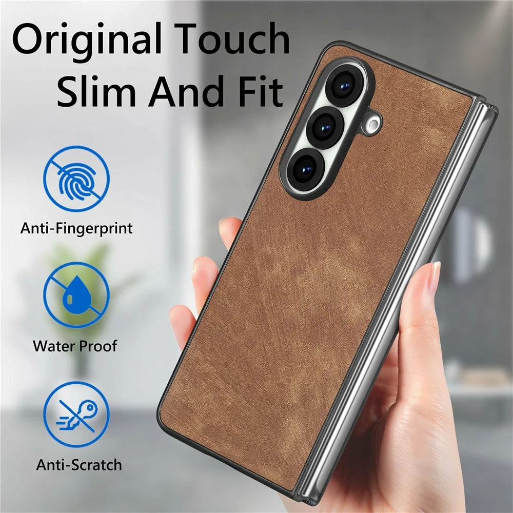 For Samsung Galaxy Z Fold8 Ultra Case Shockproof Slim Retro Leather Phone Back Cover - Brown - 5