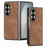 For Samsung Galaxy Z Fold7 5G Case Shockproof Slim Retro Leather Phone Back Cover - Brown - 1