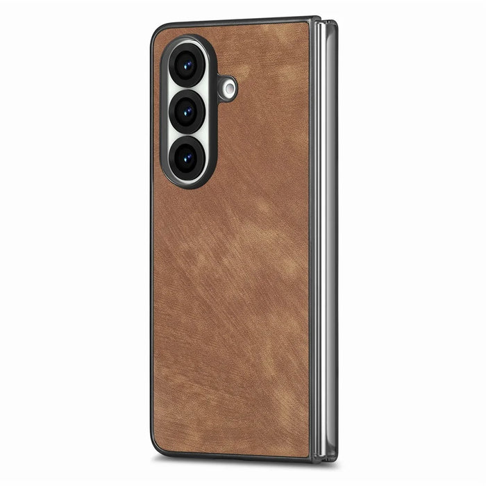 For Samsung Galaxy Z Fold7 5G Case Shockproof Slim Retro Leather Phone Back Cover - Brown - 3