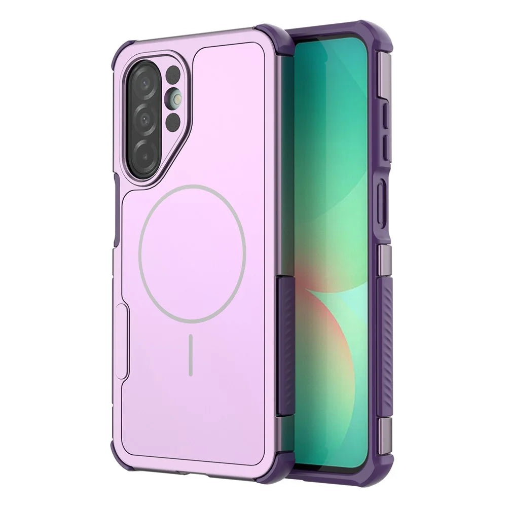 For Samsung Galaxy A18 5G / A18 4G / A17 5G / A17 4G / A26 5G Magnetic Case Shockproof Airbag PC+TPU Phone Cover - Purple - 1