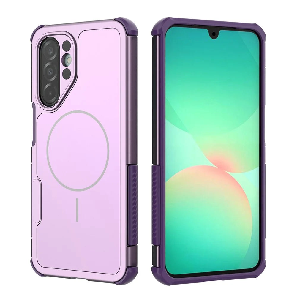 For Samsung Galaxy A18 5G / A18 4G / A17 5G / A17 4G / A26 5G Magnetic Case Shockproof Airbag PC+TPU Phone Cover - Purple - 5